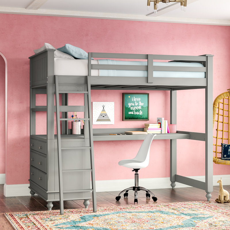 Harriet Bee Javin Loft Bed With Desk & Reviews | Wayfair